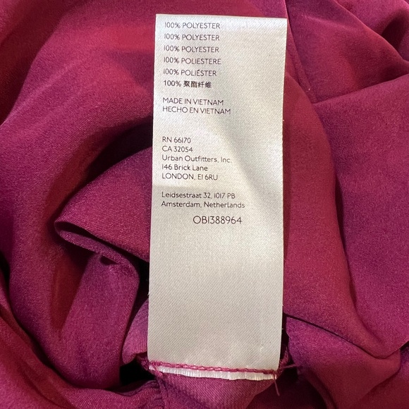 EUC ✵☽Free People☾✵ Silky Red + Purple Button Down Blouse Top + Sash Tie | Small - Picture 11 of 16